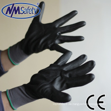 NMSAFETY 15g Nitril-Arbeitshandschuh aus schwarzem Schaum Nitril voll getauchter Nylon-Handschuh